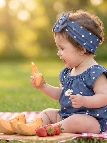 FirstTrail Baby Girl Summer Clothes Outfits Flutter Sleeve Denim Heart Romper One Piece Jumpsuit Bodysuit thumbnail 3