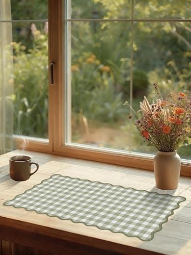 ohisxiacy Scalloped‌ Green Checkered Desk Mat Cute Pastel Large Gaming Mouse Pad Gingham Kawaii Cottagecore ‌Vintage‌ Girly Keyboard Computer Mat Aesthetic Desk Pad Accessories Office Decor for Women thumbnail 7