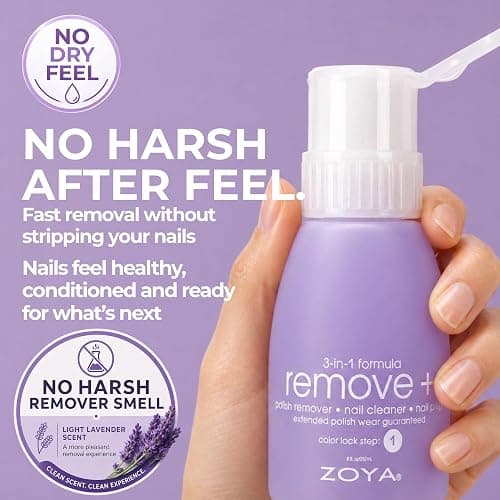 ZOYA Remove Plus Acetone Nail Polish Remover with Big Flipper Bottle, Powerful, Safe and Gentle, 3-in-1 Remover + Cleanser + Prep, Award-Winning Big10Free, 8 Fl Oz thumbnail 7