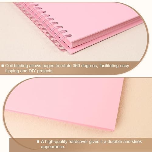 Scrapbook Album 7x7 Inches 40 Pages Hardcover Kraft Paper Photo Album Scrap Book Memory Book Blank DIY Scrapbook Albums for Boyfriend Wedding Baby Travel Anniversary Family, Pink thumbnail 6