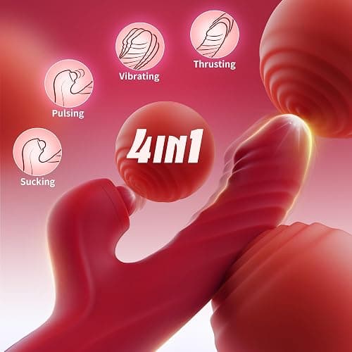 Vibrator Thrusting Dildo for Women Toendi G Spot Rose Toy Clitoral Stimulator Sex Toys Dildos Vibrator with 10 Vibration 7 Thrust Mode with Licking, Rabbit Vibrators Adult Sex Toy Couple AI Sync Games thumbnail 2
