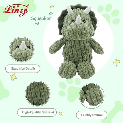 (1 Pack) Green triceratops plus dog toy  thumbnail 4