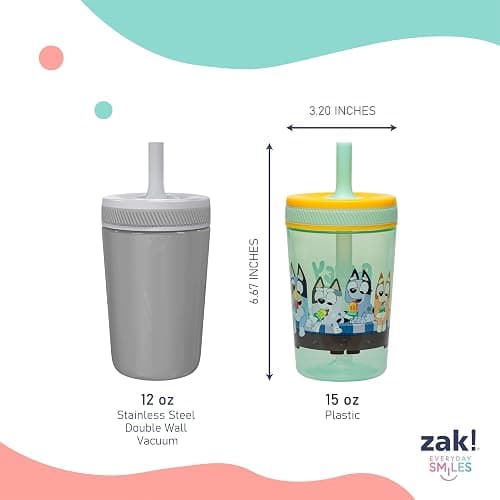 Zak Designs Bluey Kelso Toddler Cups For Travel or At Home, 15oz 2-Pack Durable Plastic Sippy Cups With Leak-Proof Design is Perfect For Kids (Bluey & Friends) thumbnail 3