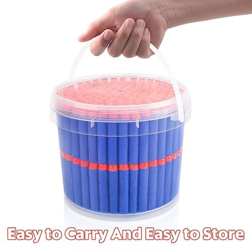 Pokiiulk Refill Darts Bullets Compatible with Nerf Guns N-Strike Elite Series, 300PCS Refill Darts Premium Foam Bullets Pack with Portable Storage Bucket thumbnail 5