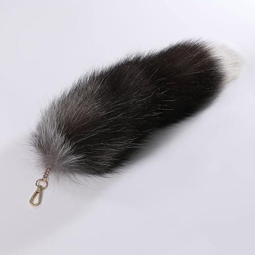 Emivery Real Fur Fox Tail Keychain Soft Fluffy Animal Tail Bag Keychain Handbag Hook Pendant Hanging Keyring Gift thumbnail 2