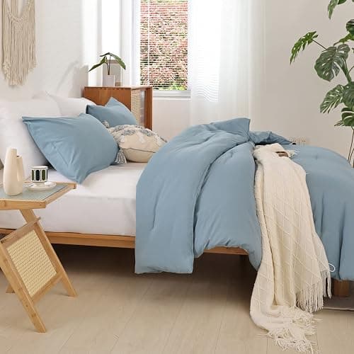 ROSGONIA Comforter Full Size for Boys Teen Girls Dusty Blue, 3pcs (1 Boho Comforter & 2 Pillowcases), Lightweight Dorm Bedding Soft All Season Bed Set thumbnail 6