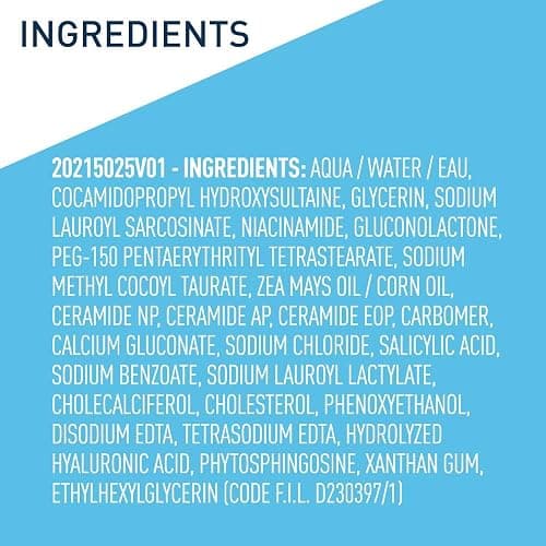 CeraVe Renewing Salicylic Acid Cleanser, Formulated With Hyaluronic Acid, Niacinamide, & Ceramides, Gentle BHA Exfoliating Face Wash Smooths & Softens Skin, Non Comedogenic & Fragrance Free, 16 Ounce thumbnail 8
