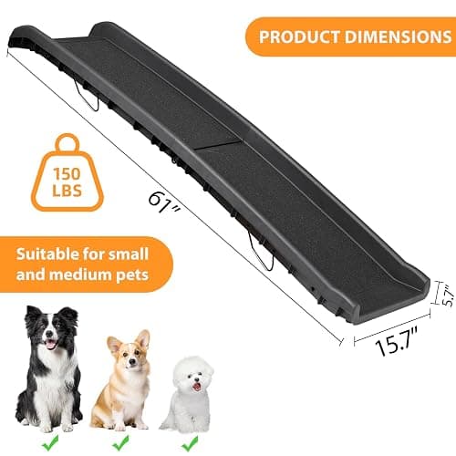 JupiterForce Folding Dog Ramp for Car, Non-Slip Pet Ramp with High Traction Surface, Portable & Lightweight Dog Ramps for SUV, Truck & Bed, Supports Large & Small Dogs thumbnail 3