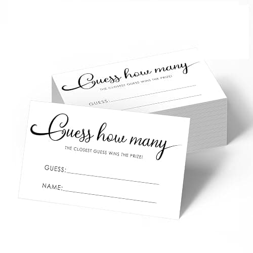 Gethelud 60 PCS Guess How Many Game Cards, Baby Shower Jar Guessing Tickets Game for Guests Bridal Shower, Birthday Party (3.5” x 2”) - Image 1