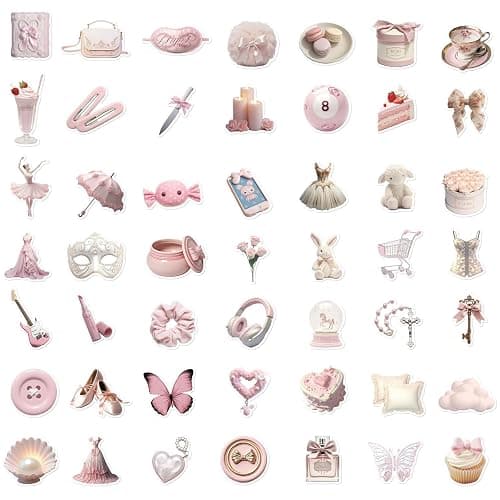 50Pcs Pink Gentle Ballet Girl Style DIY Stickers, Dance Stickers Packs for Children Girls Teens Adults, Vinyl Aesthetics Waterproof Cute Ballerina Decals for Laptop Car Luggage Water Bottles thumbnail 6