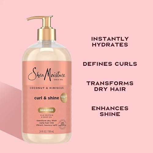 Shea Moisture Coconut & Hibiscus Shampoo for Curly Hair Hydrating 24oz | For curly hair - instantly hydrates, defines, and boosts shine with Coconut Oil, Neem Oil, and Silk Protein. thumbnail 4