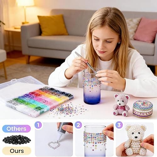 40000Pcs 40 Colors Badazzle Kit, 3mm Resin Jelly Rhinestones Bedazzling Kit | Multicolor Flatback Bedazzler Gems, 4Pcs B7000 Jewelry Glue, Diamond Art Tool for Bedazzle Thing Shoes Books Crafts Nail Art thumbnail 2