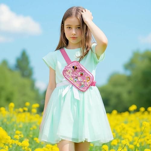 Cute Diy Pink Waist Fanny Pack for Girls, Crossbody Bag Purse Belt Bag,Dance Recital Birthday Gifts for 3 4 5 6 7 8 9 10 11 12 Year Old Kids. (912Rose red) thumbnail 2