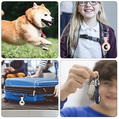 4 Pack Airtag Case Holder for Apple Air Tag, Airtag Case with Anti-Lost Keychain, Silicone Protective Cover for Kids' Backpacks, Dog Collars, Luggage, Multi-Color Protective AirTag Accessories thumbnail 6