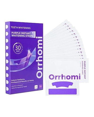Teeth Whitening Strips 14 Treatments, Enamel Safe for Sensitive Tooth, Whitens Teeth, Purple Whitening Strips, Removes Yellow Stains & Bad Breath - Effective Color Correction for a Brighter Smile thumbnail 7