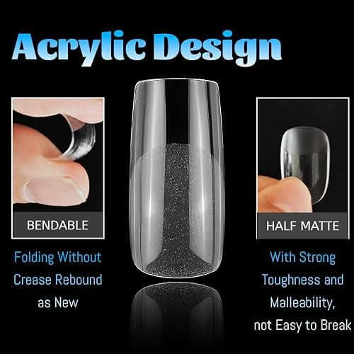 Lifextol 240pc Square Gel Nail Tips Medium Fake Nails for Press on Nails Clear Acrylic Nails Tips, 12 Size Full Cover Nail tips Square Soft Gel Nail Tips False Nails Extension Artificial Fingernails thumbnail 3