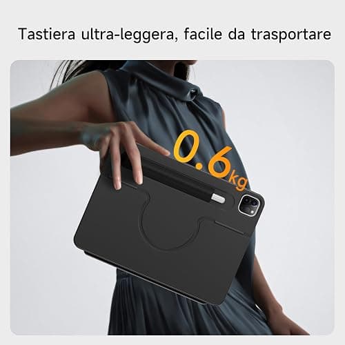 HOU Custodia con Tastiera per iPad Air 11 (M3/M2) 2025, Custodia Magnetica Staccabile con Tastiera per iPad Pro 11 (4ª/3ª/2ª/1ª Gen) e iPad Air (6ª/5ª/4ª Gen), con Touchpad, Retroilluminazione - Nero thumbnail 8