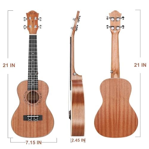 Ranch Soprano Ukulele 21 inch Professional Wooden ukelele Instrument Kit with 12 Online Lessons Small Hawaiian ukele Guitar ukalalee Starter Pack Bundle Gig bag, Tuner, Strap, Aquila Strings Set thumbnail 3