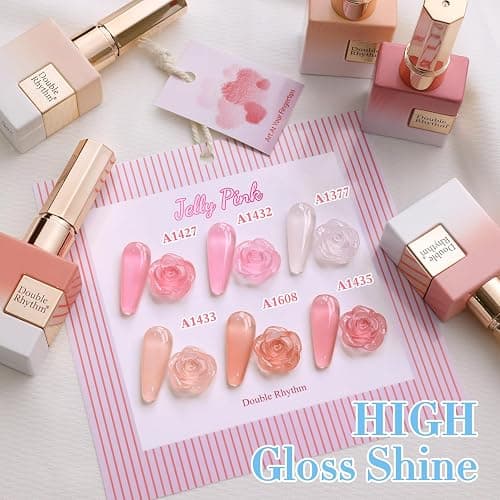 Double Rhythm 6 Pcs 15 ML Gel Polish Set Same Color Same Bottle Soak Off Gel Polish Kit Nail Art Manicure Salon DIY at Home for Women (Jelly Milky White Nude Pink Rose-T6-23) thumbnail 9