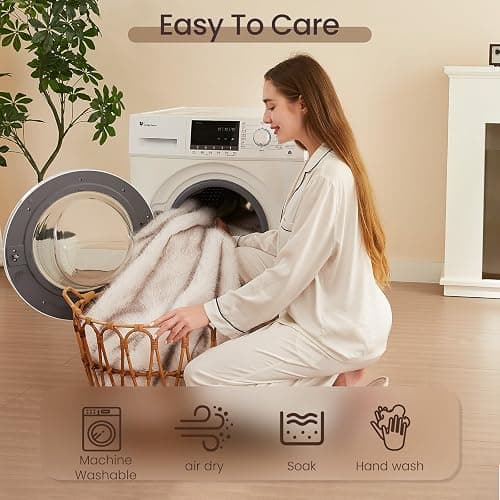 L'AGRATY Faux Fur Throw Blanket: 60''x 80'' Luxury Fluffy Plush Thick Faux Fur Blanket for Bed Couch Sofa - Cozy Soft Fuzzy Blankets for Women Man: Minky Couture Decoration Blanket (White Beige) thumbnail 7