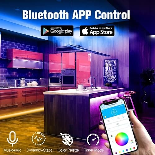 DAYBETTER LED Strip Lights 200ft 2 Rolls 100ft, RGB Color Changing Light Strips with Remote & 24V Power Supply, Indoor Decor Lights for Bedroom Desk Room, Birthday Gifts for Girls Boys thumbnail 4