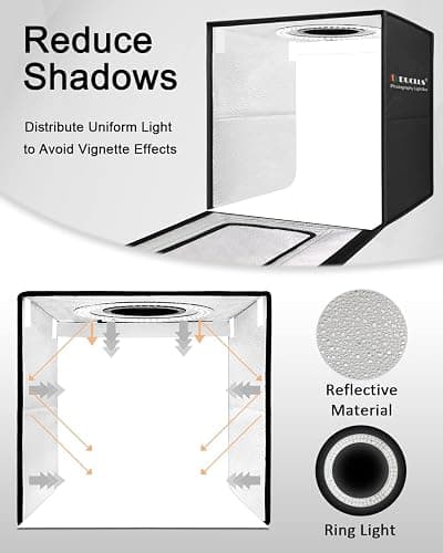 DUCLUS Light Box Photography, 16x16 inch Portable Photo Studio Box with 160 LED Dimmable Lights, 6 PVC & 2 Paper Backdrops for Product Photography. - 16*16 inch thumbnail 3
