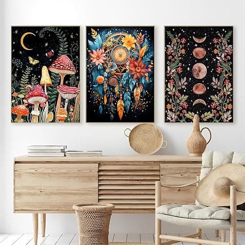 OFRKE Diamond Painting Kits for Adults,3 Pack Mushroom Moon Diamond Art for Beginners, Diamond Round 5D Full Drill Paint with Diamonds Pictures Gem Art Painting Kits DIY Crafts Kits 12x16inch thumbnail 2