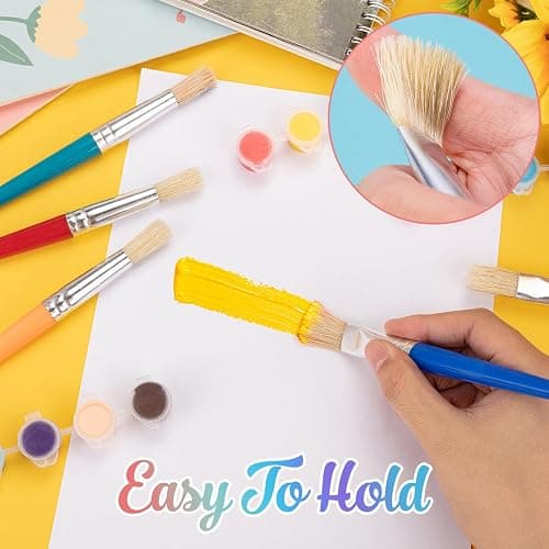 Paint Brushes for Kids, 10 Pcs Big Washable Chubby Toddler Paint Brushes, Easy to Clean & Grip Round and Flat Preschool Paint Brushes with No Shed Bristle for Acrylic Paint, Washable Paint thumbnail 6