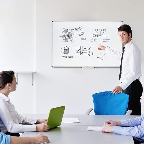 Amazon Basics Large Magnetic Dry Erase Whiteboard with Pen Tray for School, Classroom, Office & Home , 35.4" x 23.6", Aluminum frame thumbnail 6
