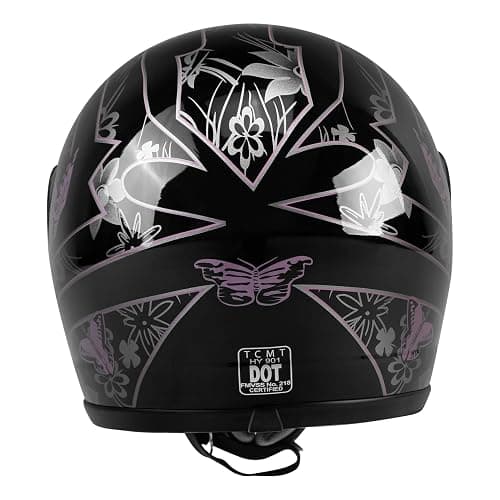 XFMT DOT Adult Motorcycle Flip Up Full Face Helmet Street Dirt Bike ATV Helmets (Black Pink Butterfly, Medium) thumbnail 6