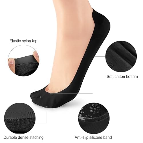WISVOOO No Show Socks Womens Liner Ultra Low Cut Non Slip Invisible Socks for Flats thumbnail 5