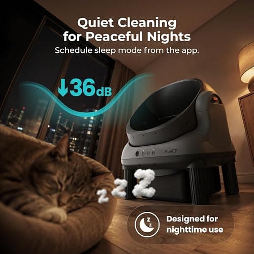 ABRCT Open Top L1 Self Cleaning Litter Box,Electronic Hands-Free,Smart Robot,Automatic Cleaning Litter Box-App Control and Safe Anti-Pinch,with Safety Sensors and Liner for Medium-Sized Cats,Black thumbnail 7