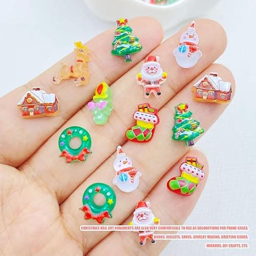 3D Christmas Nail Charms,100PCS Christmas Tree Santa Claus Snowman Elk Nail Gems,Resin Flatback 3D Nail Art Charms Nail Supplies for Manicure Design Decorations DIY Crafting Jewelry Making (Mixed B) thumbnail 5