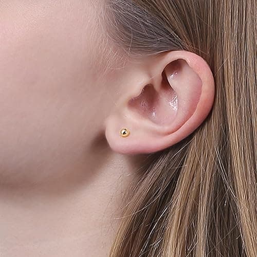 ToHeart 14k Gold Stud Earrings Women Hypoallergenic Flat Back Stud Earrings thumbnail 3