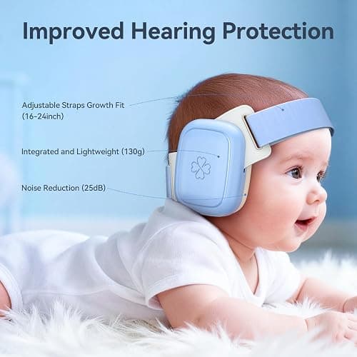 UseNiy Baby Ear Protection for Infants and Toddlers (3 to 48 Months) - Safe fit & Comfort Earmuffs- 25dB Noise Cancelling Headphones for Travel, Airplanes, Concerts - Blue thumbnail 3