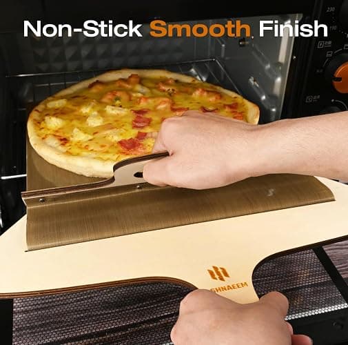 ASHNAEEM Premium Sliding Pizza Peel | Non-Stick Pizza Spatula Paddle with Wooden Handle | Smart Pizza Slider for Indoor & Outdoor Ovens | Large 19.68" x 11.81" Pizza Board thumbnail 4