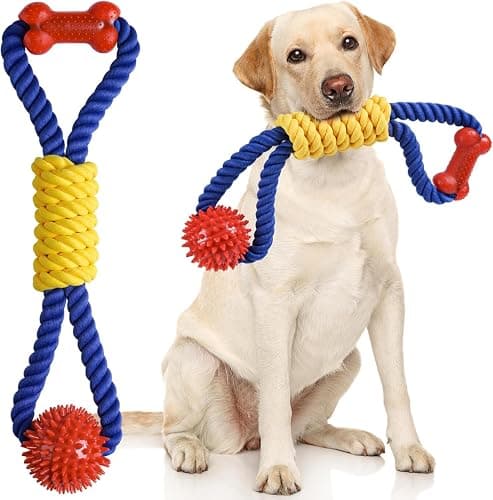 Aitmexcn Dog Rope Toy, Interactive Tug of War Toy for Medium and Large Dogs | Natural Cotton, Durable Chew Toys for Boredom, Teeth Cleaning, Pull Rope Toy for Dogs - Image 1