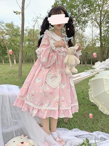 Teens Lolita Kawaii Princess Dress Cute Bunny Print Peter Pan Collar Long Sleeve Easter Cosplay Party Juniors Dresses thumbnail 3