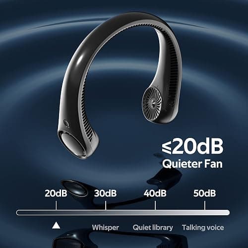 Portable Neck Fan, Hands Free Bladeless, 360° Cooling Personal Fan,Wearable Quiet Fan for Outdoor Indoor, Birthday Gifts for Men Women Mom Dad, 4000mAh Battery USB Rechargeable, 3-Speeds( Black) thumbnail 4