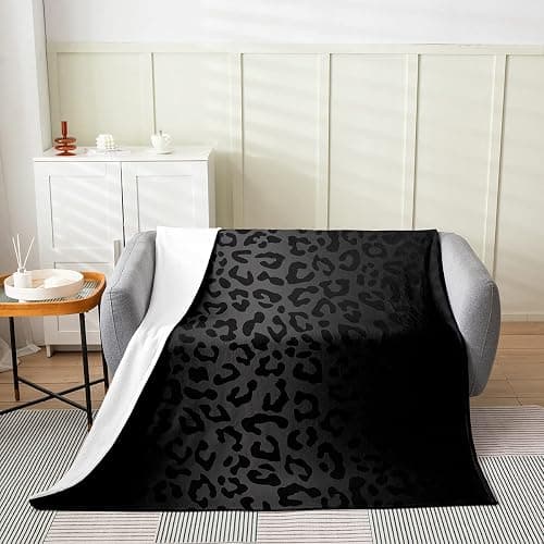 Feelyou Leopard Flannel Fleece Blanket 40"x50" Cheetah Print Plush Throw Blanket, for Sofa Couch Black Wild Animal Blanket Room Decor Safari thumbnail 2