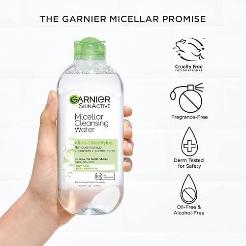 Garnier Micellar Water for Oily Skin, Facial Cleanser & Makeup Remover, Mattifying, For All Skin Types, Vegan, Cruelty Free, 13.5 Fl Oz (400mL), 1 Count thumbnail 5