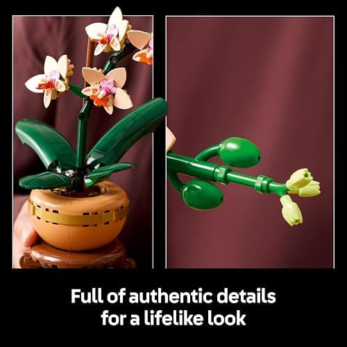 LEGO Botanicals Mini Orchid - Artificial Flowers Set for Adults - Indoor Plant with Terracotta Style Flowerpot - Christmas Home Decor - Gift for Women and Men - 10343 thumbnail 6