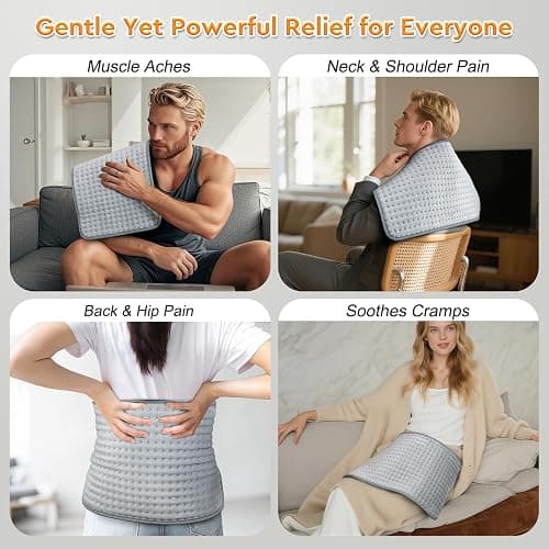 LANVA Heating Pad for Back Pain & Period Cramps Relief - Christmas Gifts for Women Men Mom Dad, Portable Electric Neck and Shoulder Heating Pads Large, 10 Heat Settings, ETL Certified, 12"x24" thumbnail 3