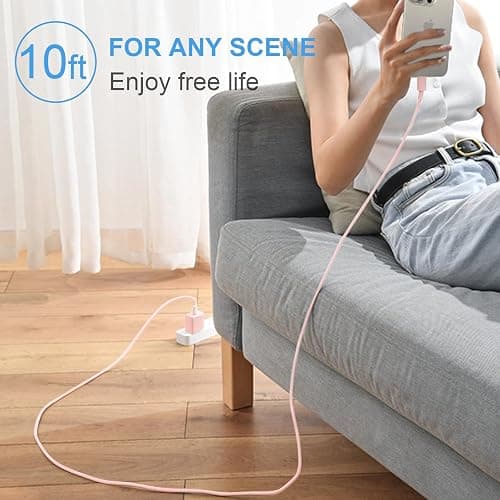 iPhone 17 16 15 Charger Fast Charging 3+3Pack 20W USB C Wall Charger with Extra Long 10FT Fast Charging Cable Compatible with iPhone 17/17 Air/17 Pro/17 Pro Max/iPhone 16/15 Series, iPad Pro-Pink thumbnail 7