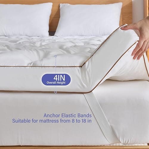WhatsBedding 4 Inch Memory Foam Mattress Topper Twin for Back Pain Relief, Filled with Breathable Gel Memory Foam, Fluffy Comfort Supportive Pillow Top Mattress Topper, 75x39x4in thumbnail 3