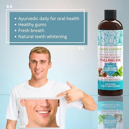 Coconut Mint Pulling Oil Mouthwash, 237ml Natural Teeth Whitening, Ayurvedic Daily Swish for Oral Health Alcohol & Fluoride Free, Healthy Gums, Fresh Breath, Solution for Bad Breath (One Pack) thumbnail 4