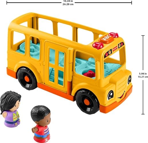 Fisher-Price Little People Toddler Toy School Bus Musical Push-Along Vehicle with 2 Figures for Pretend Play Ages 1+ Years thumbnail 6