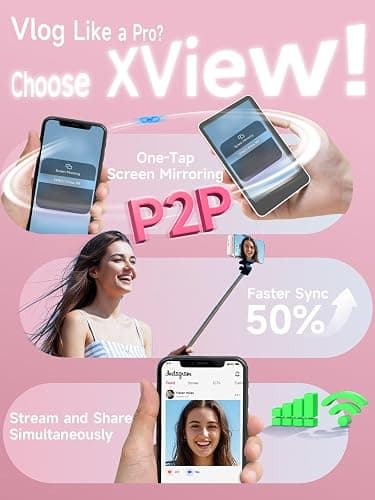 SYNCO XView M4 Écran de Surveillance Magnétique Téléphone Vlog Selfie 4K/1080p - Caméra Arrière sans Fil 50m, Rotation 180°, Batterie 3H, Compatible iPhone/Android pour TikTok/Youtube (Rose) thumbnail 2