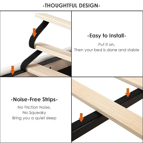 HIFIT Queen Upholstered Smart LED Bed Frame with Adjustable Chic Petal Headboard, Soft Princess Queen Size Platform Bed Frame for Girls, Wooden Slat Support, No Box Spring Needed, Easy Assembly, Beige thumbnail 7