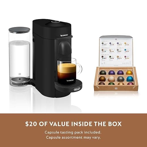 Nespresso Vertuo Plus Deluxe Coffee and Espresso Maker by De'Longhi, Matte Black with Aeroccino Milk Frother - Machine + Frother - Matte Black thumbnail 8
